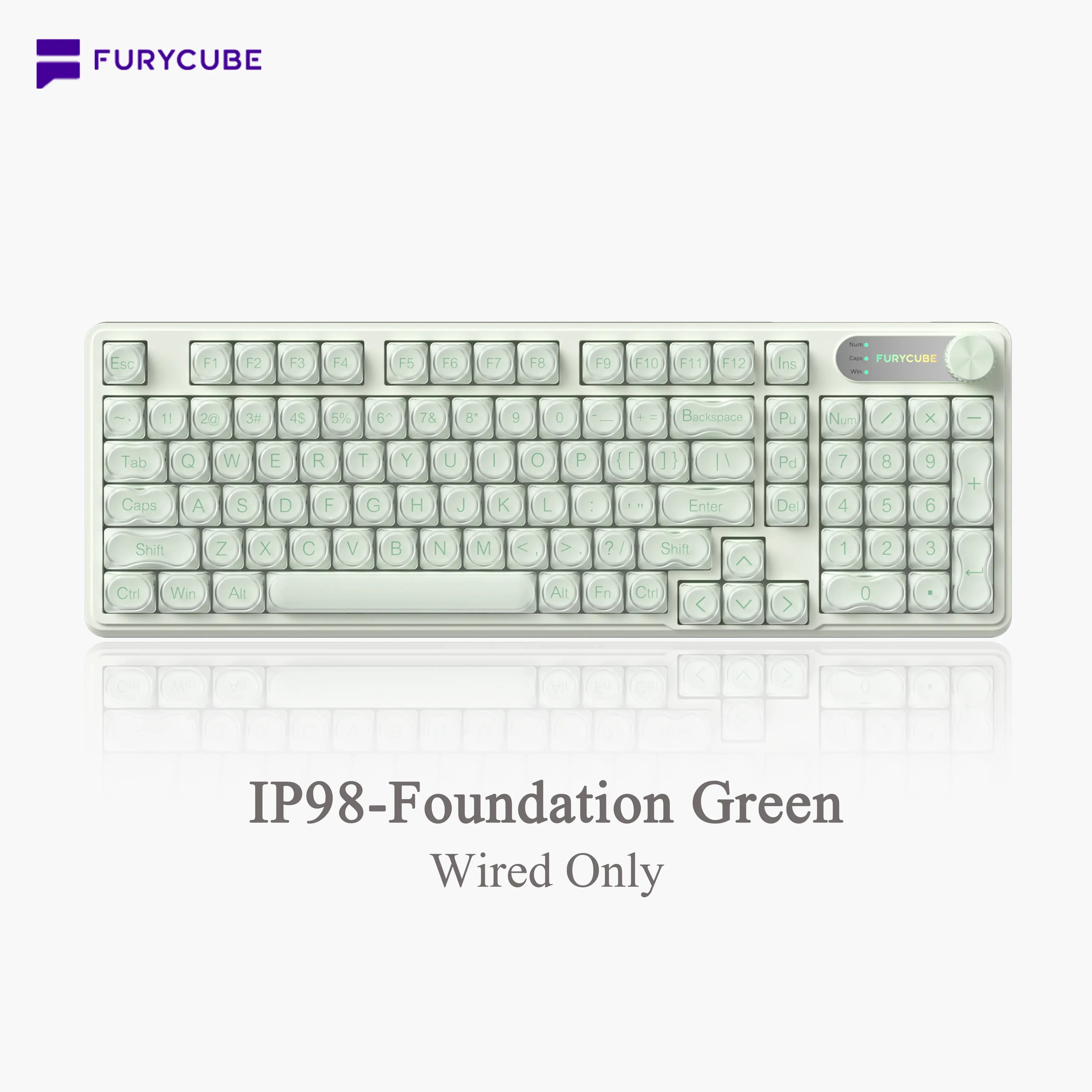 FURYCUBE IP98 Foundation Office Keyboard - 98-Key Wired/Wireless Classic Design with Number Pad, Custom Mechanical Feel, RGB Backlit, Ideal for Work, Office, and Gaming, Silent Typing, Perfect Mother's Day Gift