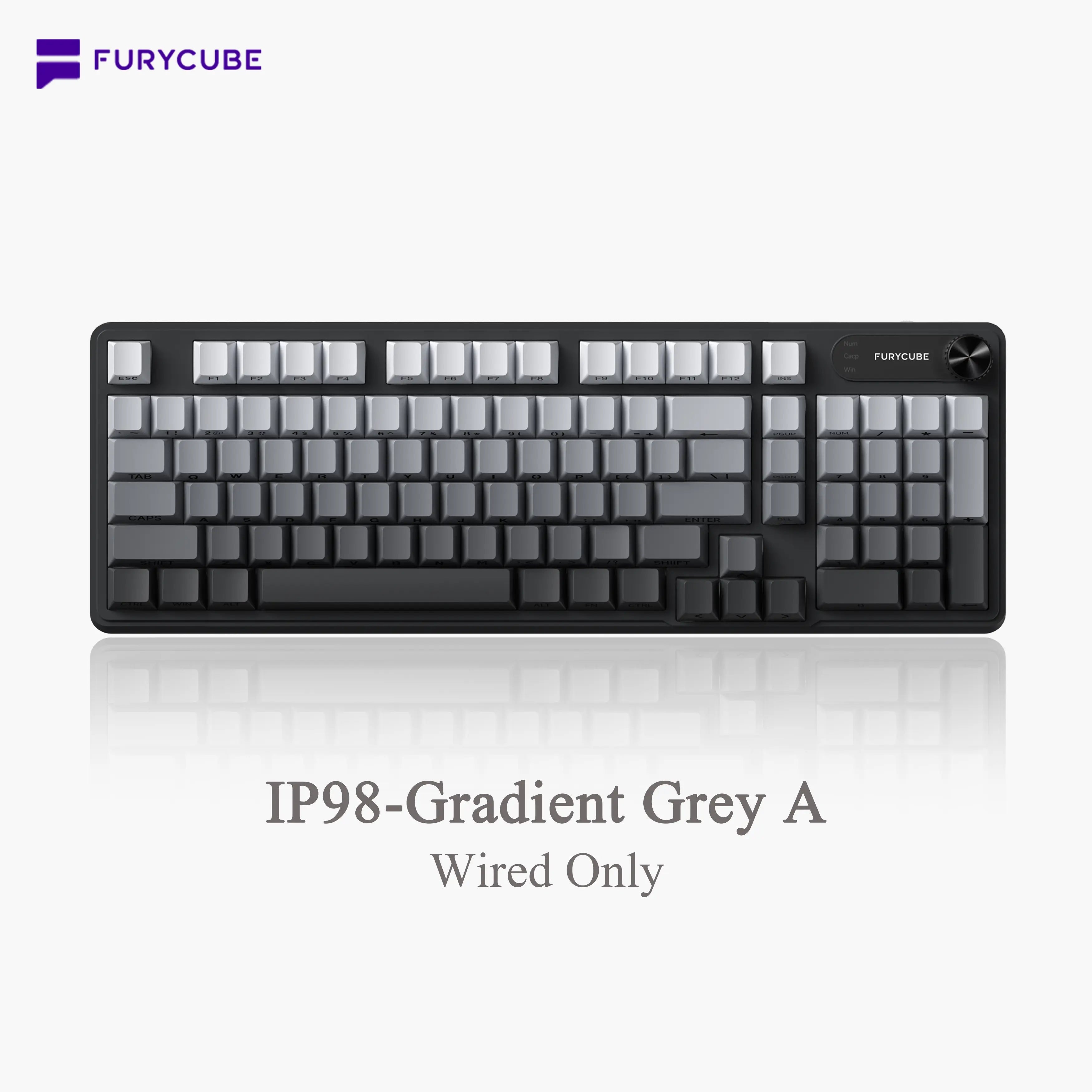 FURYCUBE IP98 Foundation Office Keyboard - 98-Key Wired/Wireless Classic Design with Number Pad, Custom Mechanical Feel, RGB Backlit, Ideal for Work, Office, and Gaming, Silent Typing, Perfect Mother's Day Gift