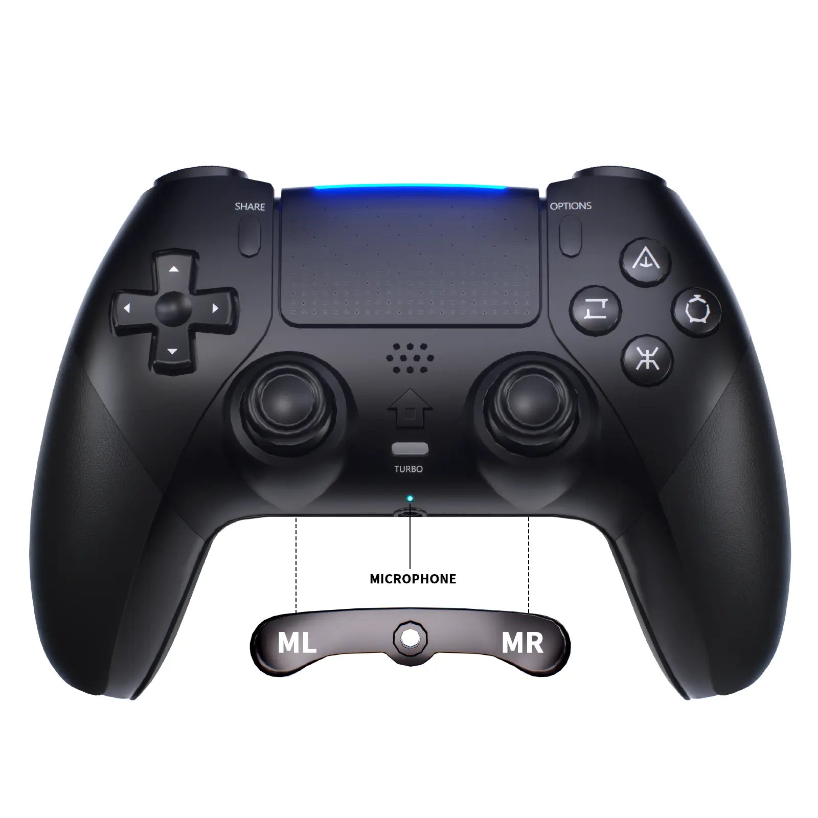 Wireless Anti-Stick Drift Controller for PS5/PC - Programmable Macro Back Buttons, 6-Axis Gyroscope, Dual Vibration, Turbo Function, Touchpad, Bluetooth 5.0, 3.5mm Audio & Microphone Support