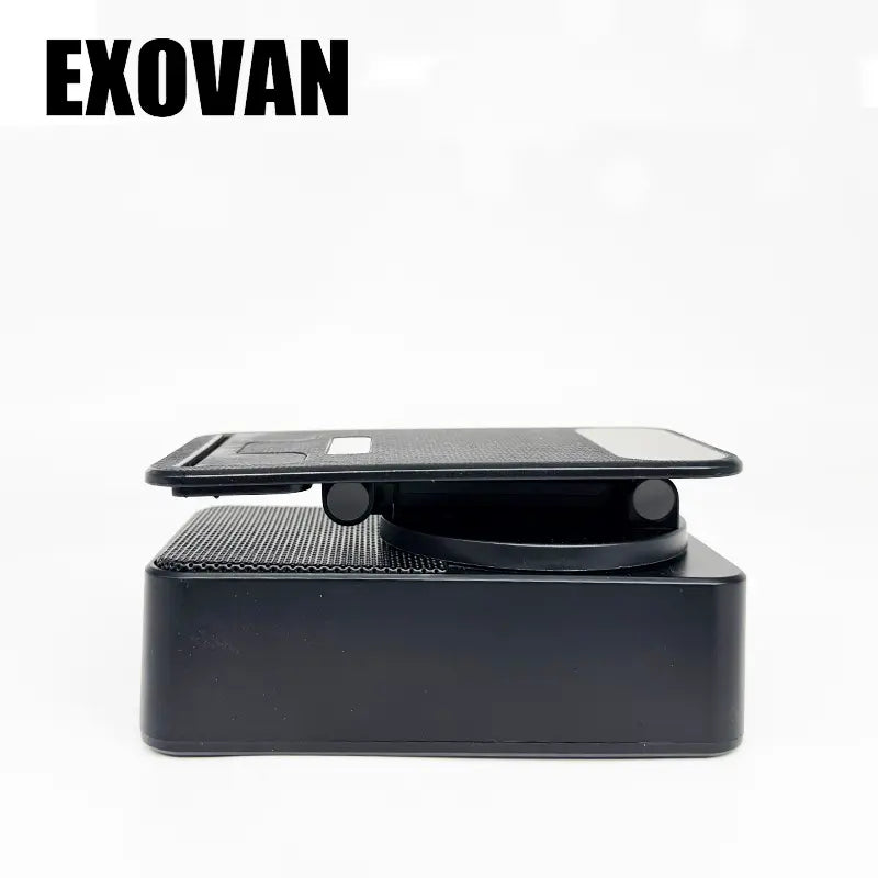Multifunctional Wireless Bluetooth Speaker: 5-in-1 Phone Holder, Emergency Charger & Colorful Ambient Light - Perfect Gift for Everyone in Sleek Black
