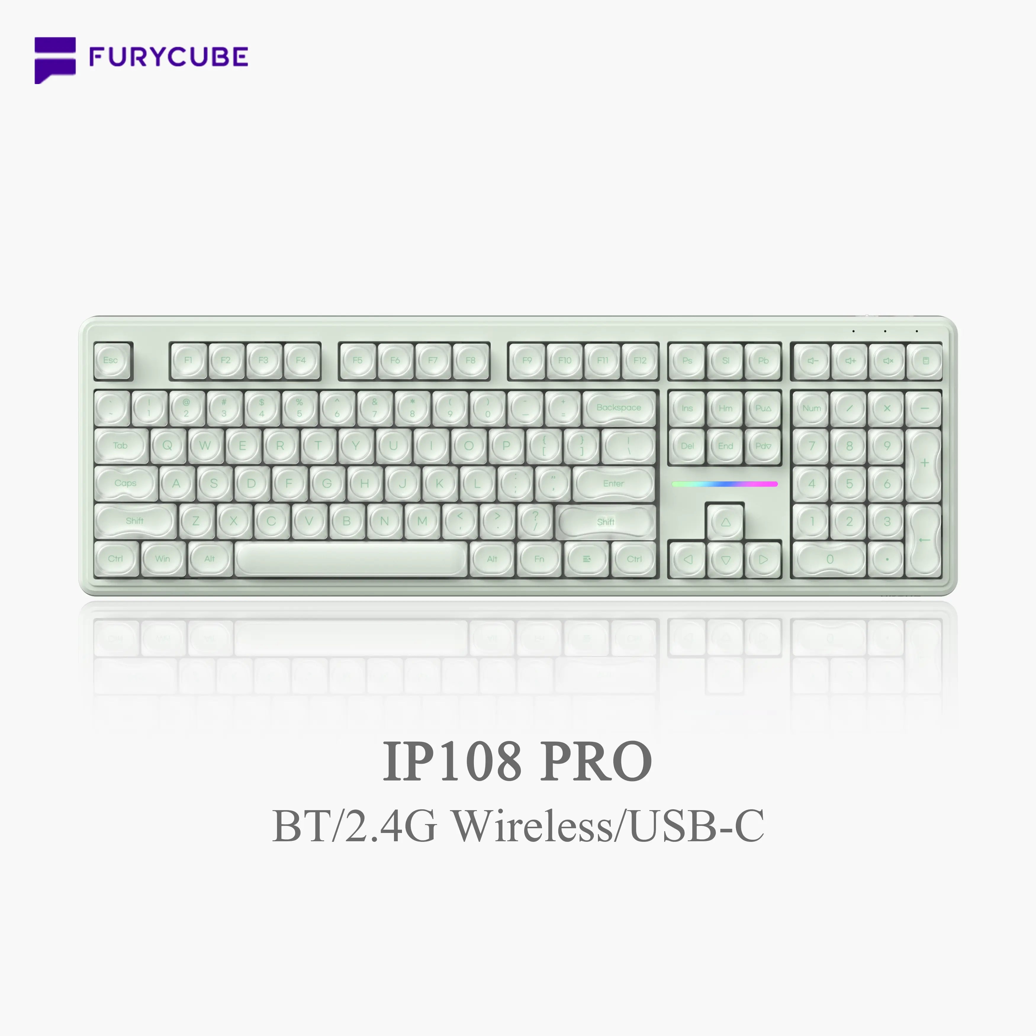 FURYCUBE IP98 Foundation Office Keyboard - 98-Key Wired/Wireless Classic Design with Number Pad, Custom Mechanical Feel, RGB Backlit, Ideal for Work, Office, and Gaming, Silent Typing, Perfect Mother's Day Gift