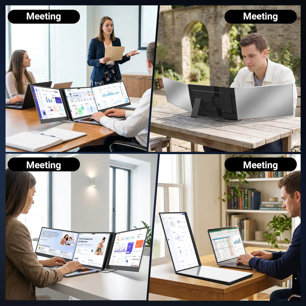 Cevaton 15.6" Laptop Screen Extender - 1080P FHD Dual Portable Monitor for 13-17.3" Laptops, Ultra-Slim Design, USB-C Plug & Play Compatibility with Windows, Mac, and Android