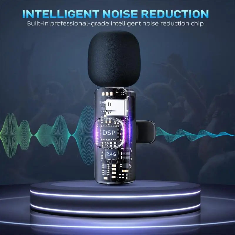 Professional Wireless Lavalier Microphone Set for iPhone, iPad, and Android - 2 Pack with Noise Cancellation for Crystal Clear Recording and Live Streaming
