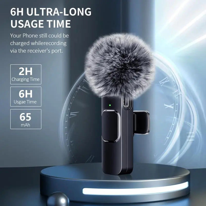 Professional Wireless Lavalier Microphone Set for iPhone, iPad, and Android - 2 Pack with Noise Cancellation for Crystal Clear Recording and Live Streaming