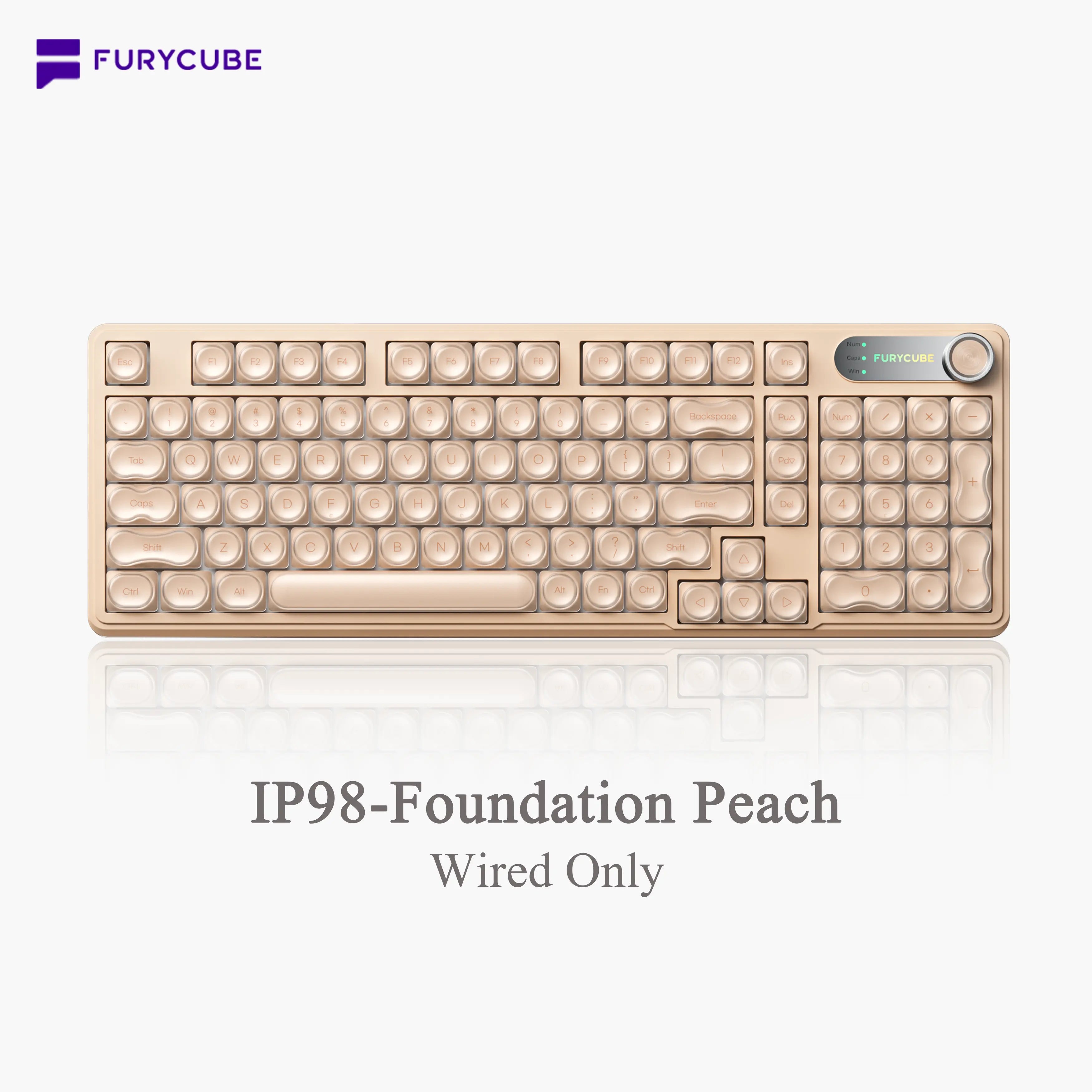 FURYCUBE IP98 Foundation Office Keyboard - 98-Key Wired/Wireless Classic Design with Number Pad, Custom Mechanical Feel, RGB Backlit, Ideal for Work, Office, and Gaming, Silent Typing, Perfect Mother's Day Gift