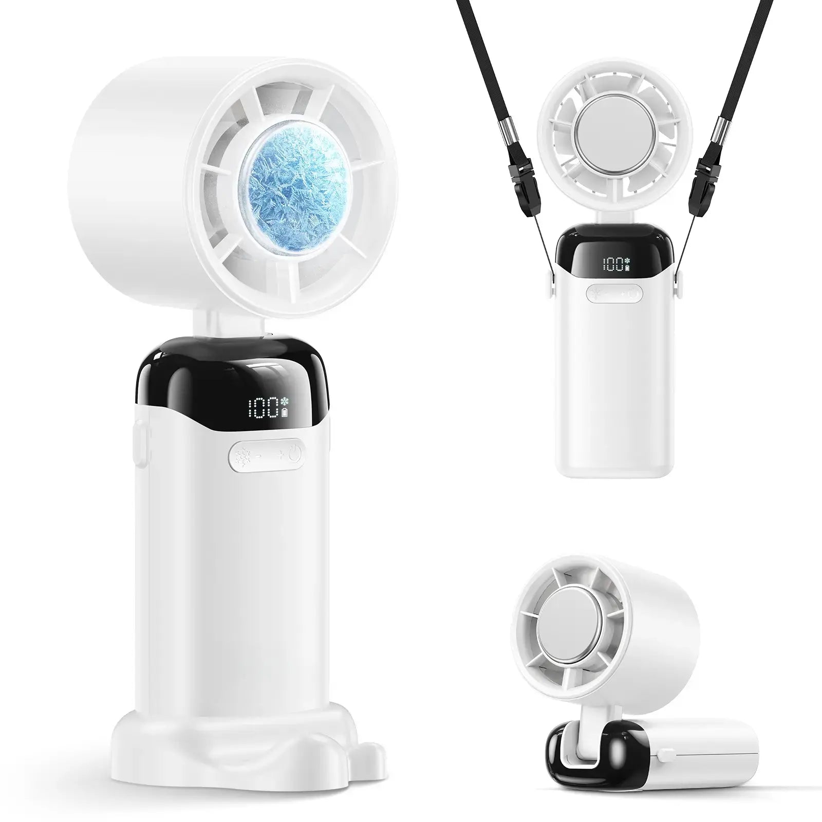 2026 Upgraded Multifunction Portable Adjustable High-Speed Fan, 3000Mah USB Rechargeable Wind Fan with Ice Cooler & Phone Stand, Foldable for Travel, Home