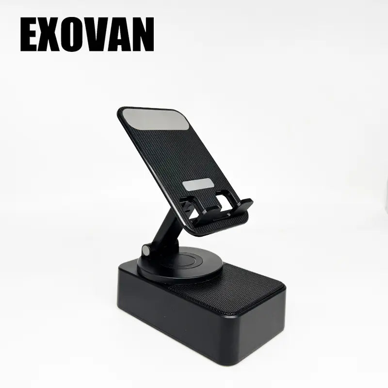 Multifunctional Wireless Bluetooth Speaker: 5-in-1 Phone Holder, Emergency Charger & Colorful Ambient Light - Perfect Gift for Everyone in Sleek Black