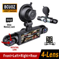 BCUOZ 4-Channel Dash Cam - 1080P Full HD Front and 720P Rear Coverage, Night Vision, G-Sensor, Includes 64GB Memory Card, 24-Hour Parking Mode, Non-Wireless Vehicle Dashboard Camera