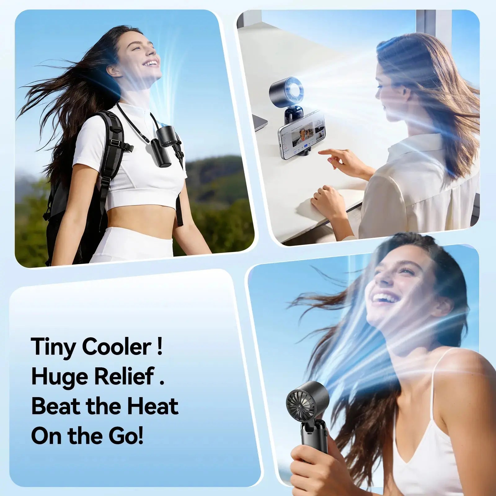 2026 Upgraded Multifunction Portable Adjustable High-Speed Fan, 3000Mah USB Rechargeable Wind Fan with Ice Cooler & Phone Stand, Foldable for Travel, Home