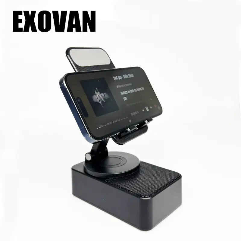 Multifunctional Wireless Bluetooth Speaker: 5-in-1 Phone Holder, Emergency Charger & Colorful Ambient Light - Perfect Gift for Everyone in Sleek Black