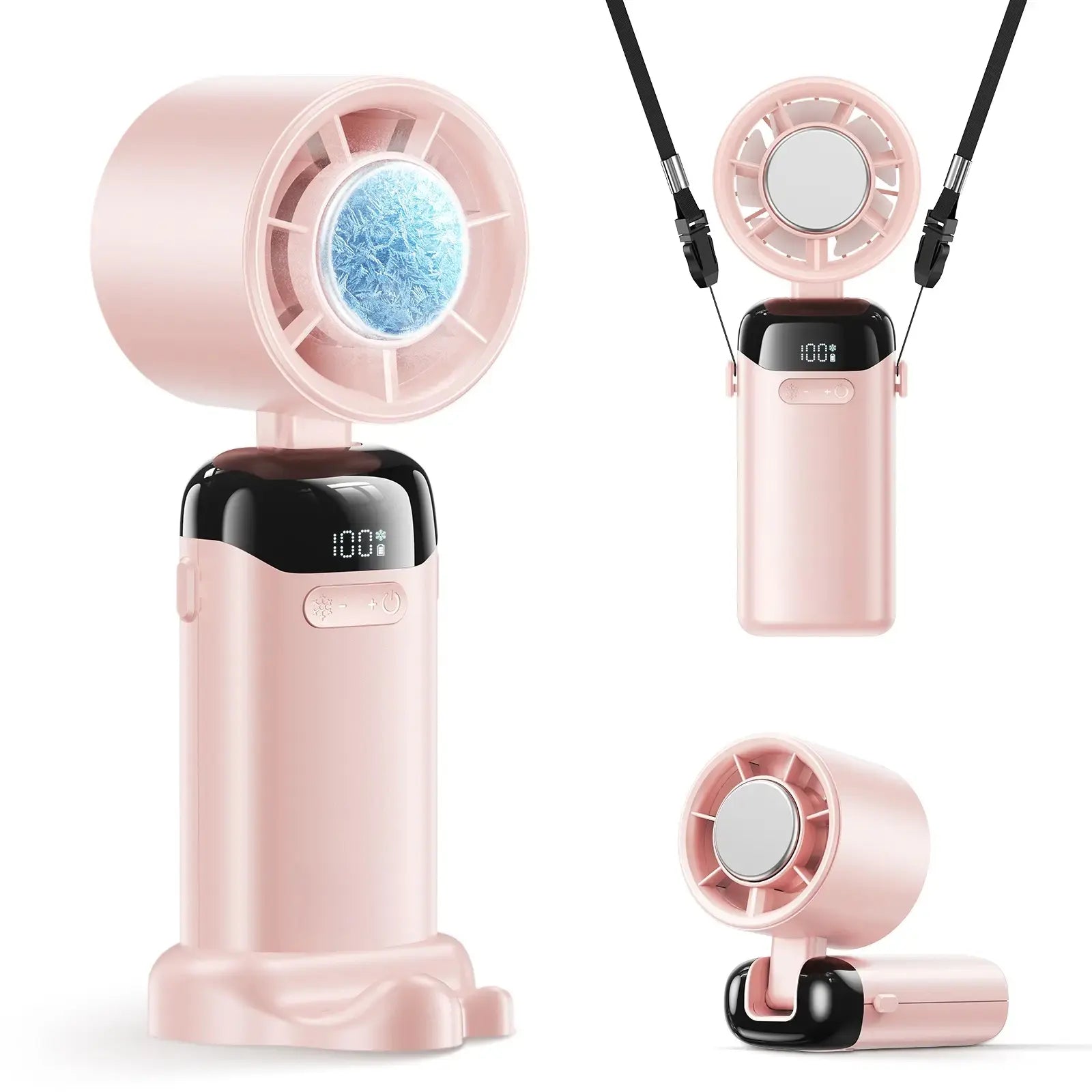 2026 Upgraded Multifunction Portable Adjustable High-Speed Fan, 3000Mah USB Rechargeable Wind Fan with Ice Cooler & Phone Stand, Foldable for Travel, Home