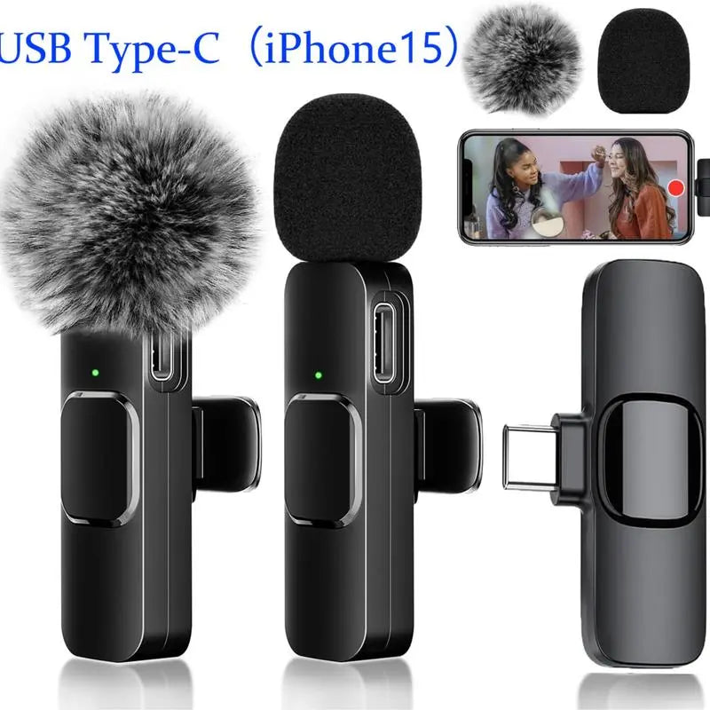 Professional Wireless Lavalier Microphone Set for iPhone, iPad, and Android - 2 Pack with Noise Cancellation for Crystal Clear Recording and Live Streaming