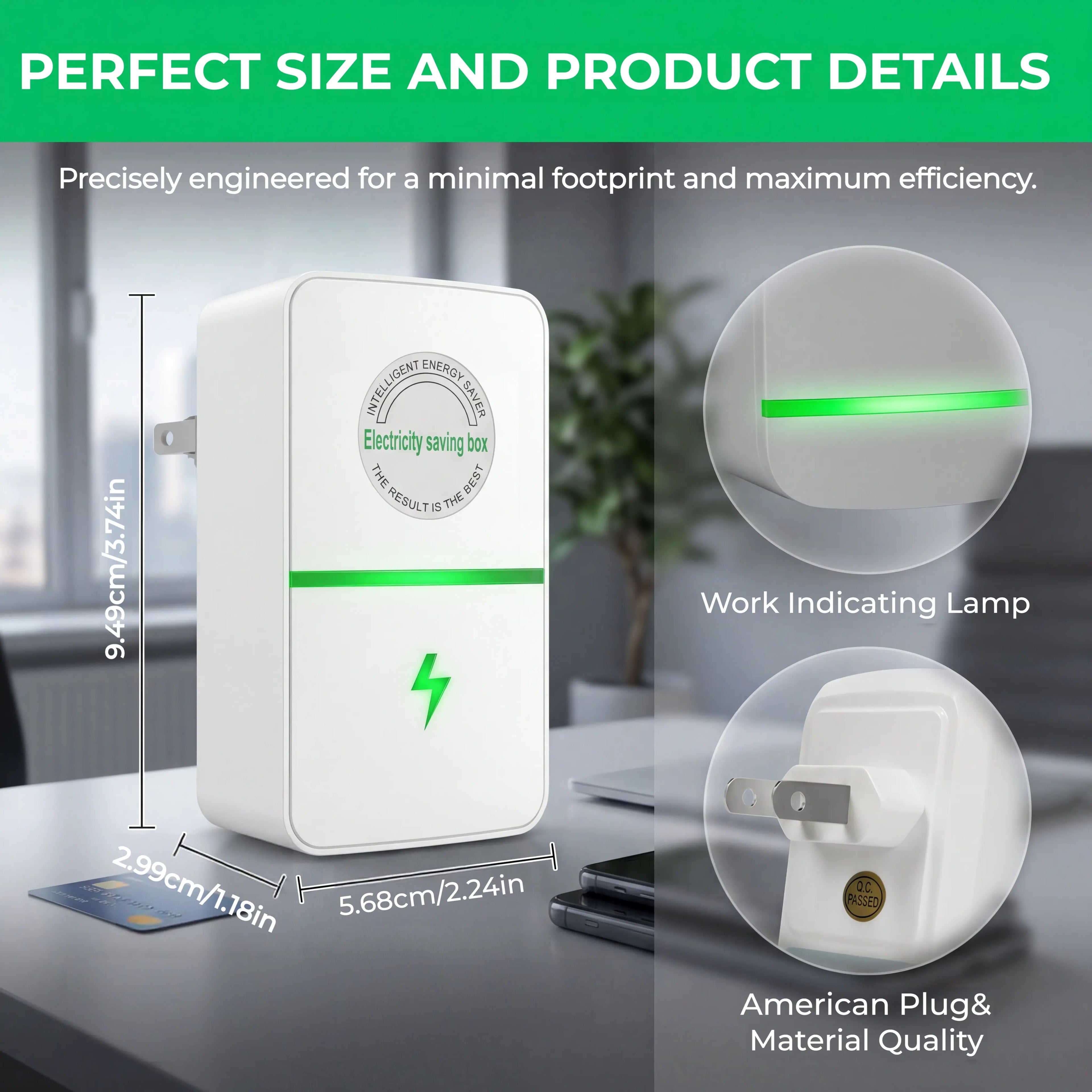 Updated 2026 Plug-In Power Box with US Plug, Compatible with 90–250V Input Range Multi Plug Outlet