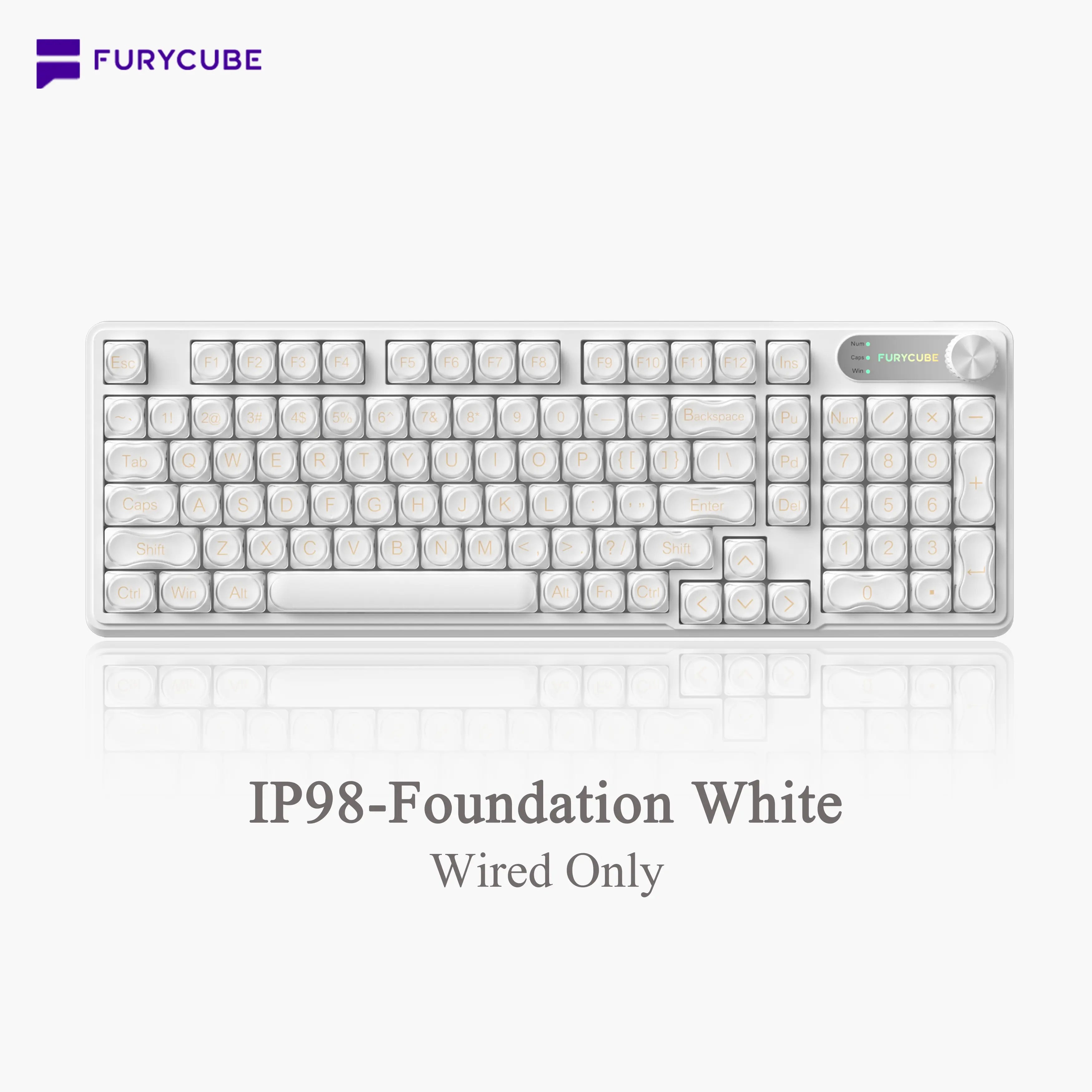 FURYCUBE IP98 Foundation Office Keyboard - 98-Key Wired/Wireless Classic Design with Number Pad, Custom Mechanical Feel, RGB Backlit, Ideal for Work, Office, and Gaming, Silent Typing, Perfect Mother's Day Gift