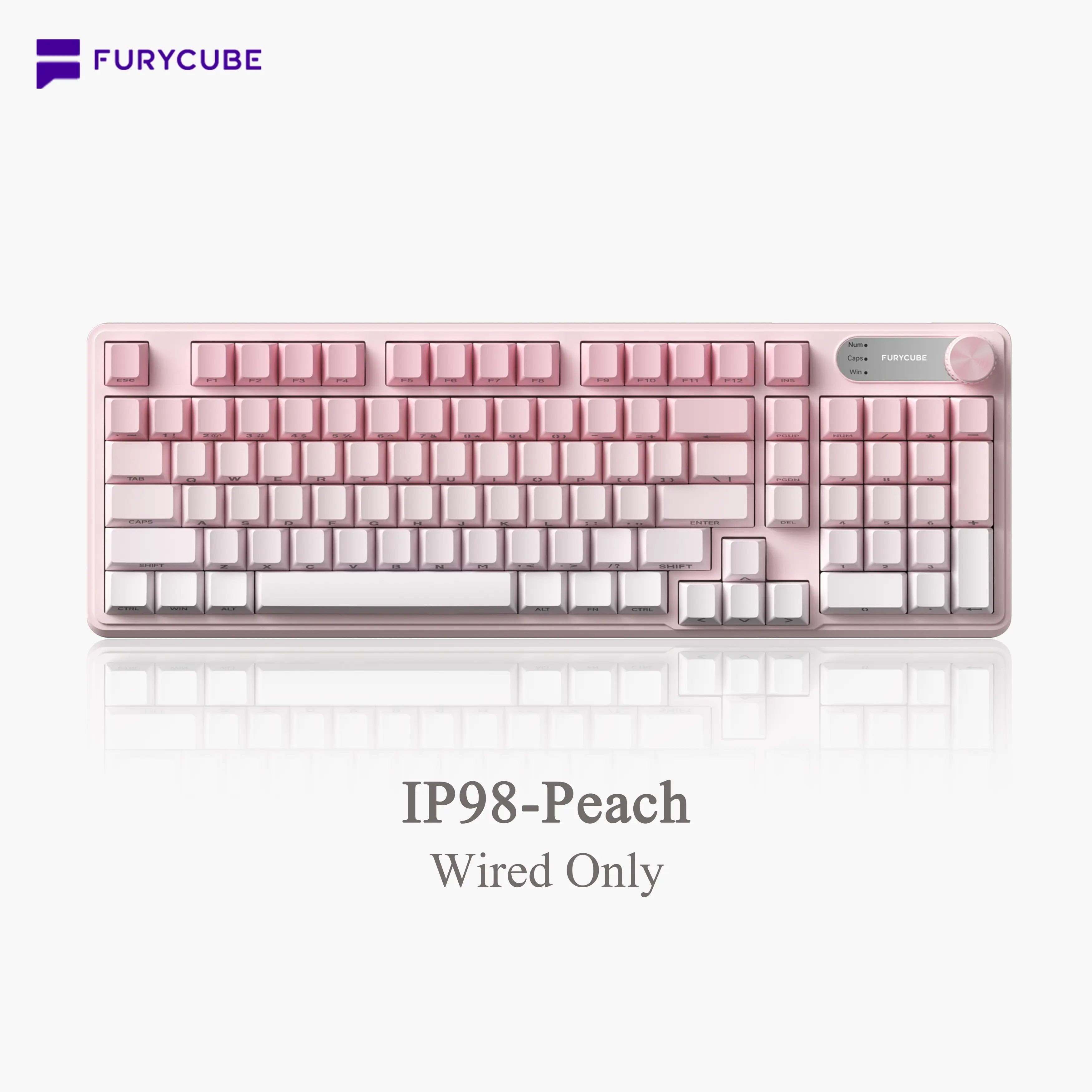 FURYCUBE IP98 Foundation Office Keyboard - 98-Key Wired/Wireless Classic Design with Number Pad, Custom Mechanical Feel, RGB Backlit, Ideal for Work, Office, and Gaming, Silent Typing, Perfect Mother's Day Gift
