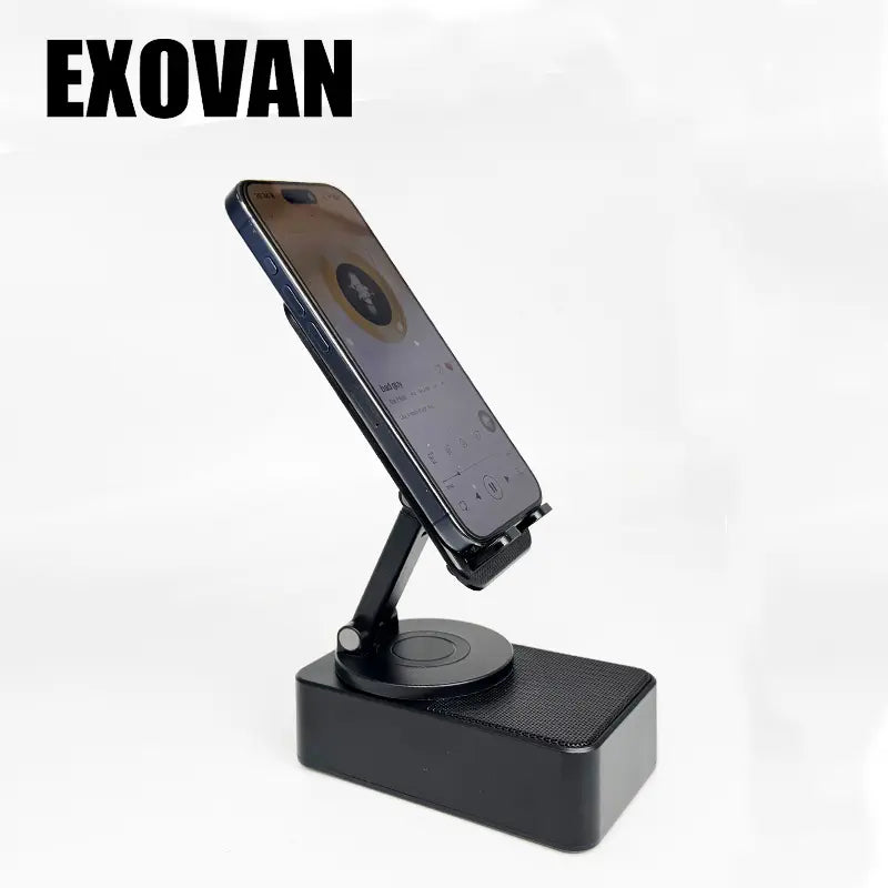 Multifunctional Wireless Bluetooth Speaker: 5-in-1 Phone Holder, Emergency Charger & Colorful Ambient Light - Perfect Gift for Everyone in Sleek Black