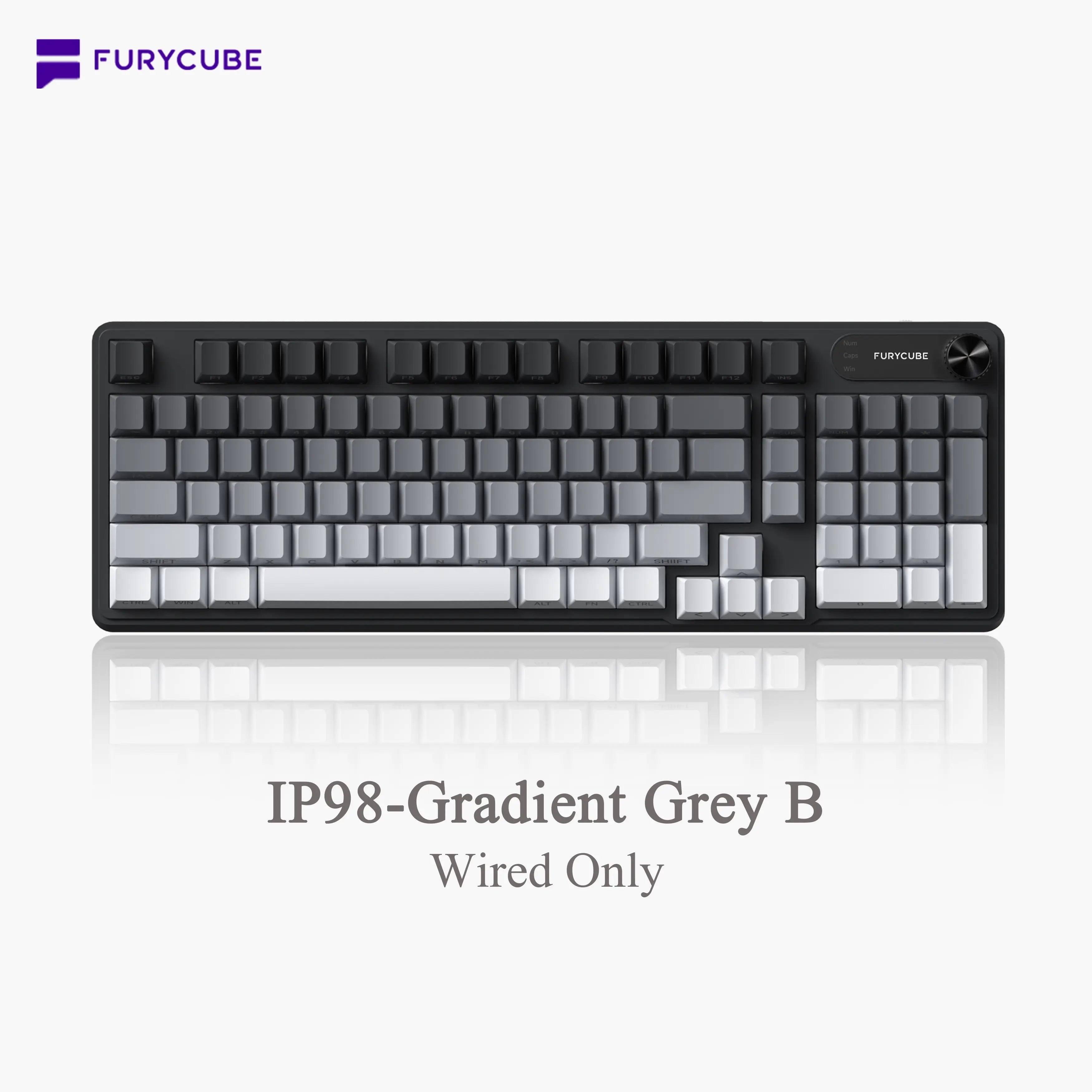 FURYCUBE IP98 Foundation Office Keyboard - 98-Key Wired/Wireless Classic Design with Number Pad, Custom Mechanical Feel, RGB Backlit, Ideal for Work, Office, and Gaming, Silent Typing, Perfect Mother's Day Gift