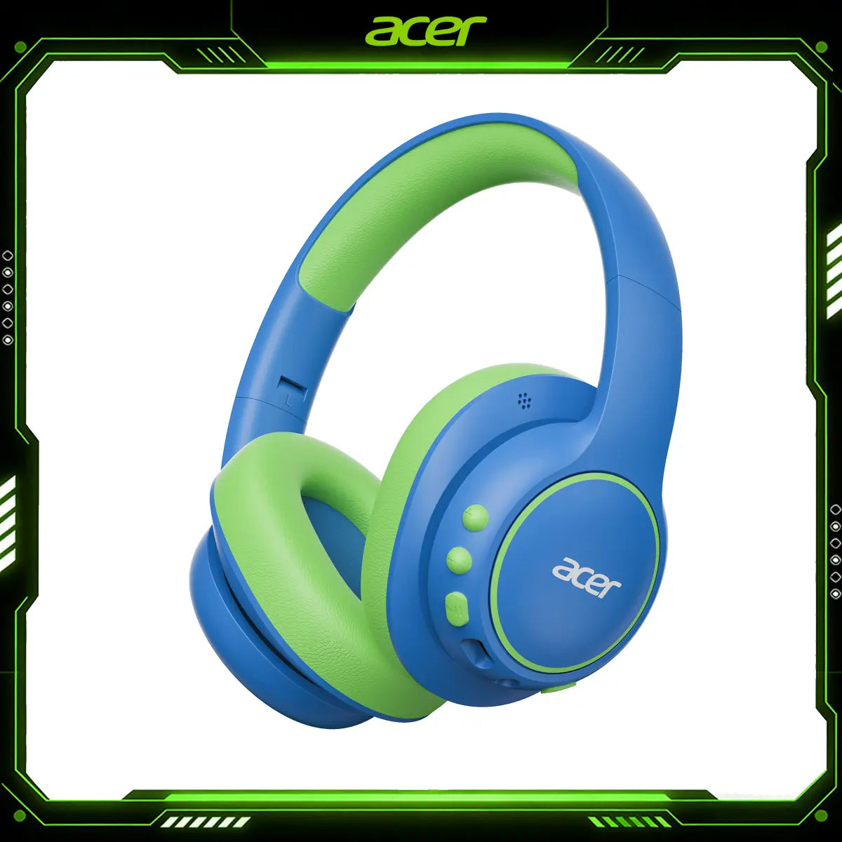 Acer OHR702 Kids Bluetooth Headphones, over Ear Headphone for Kids with Mic, 75H Playtime, 85Dba Safe Volume, Bluetooth 6.0, USB C Fast Charging, Toddler Headphones for Ipad/Tablet/Travel/School-Purple Green Summervibes
