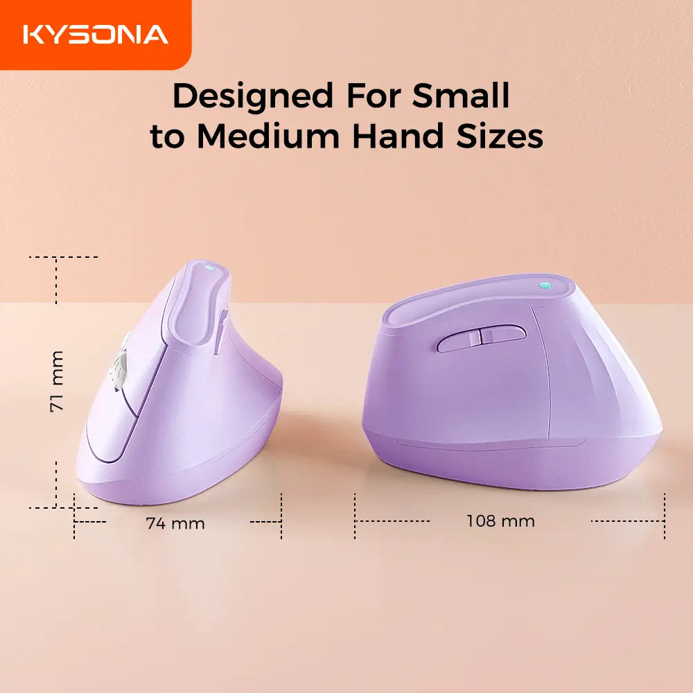 KYSONA Wireless Ergonomic Vertical Mouse with Bluetooth, Quiet Click, 5 Adjustable DPI Levels (800/1200/2400/3200/4000), Rechargeable 2.4G Compatibility for PC, Mac, and Laptop