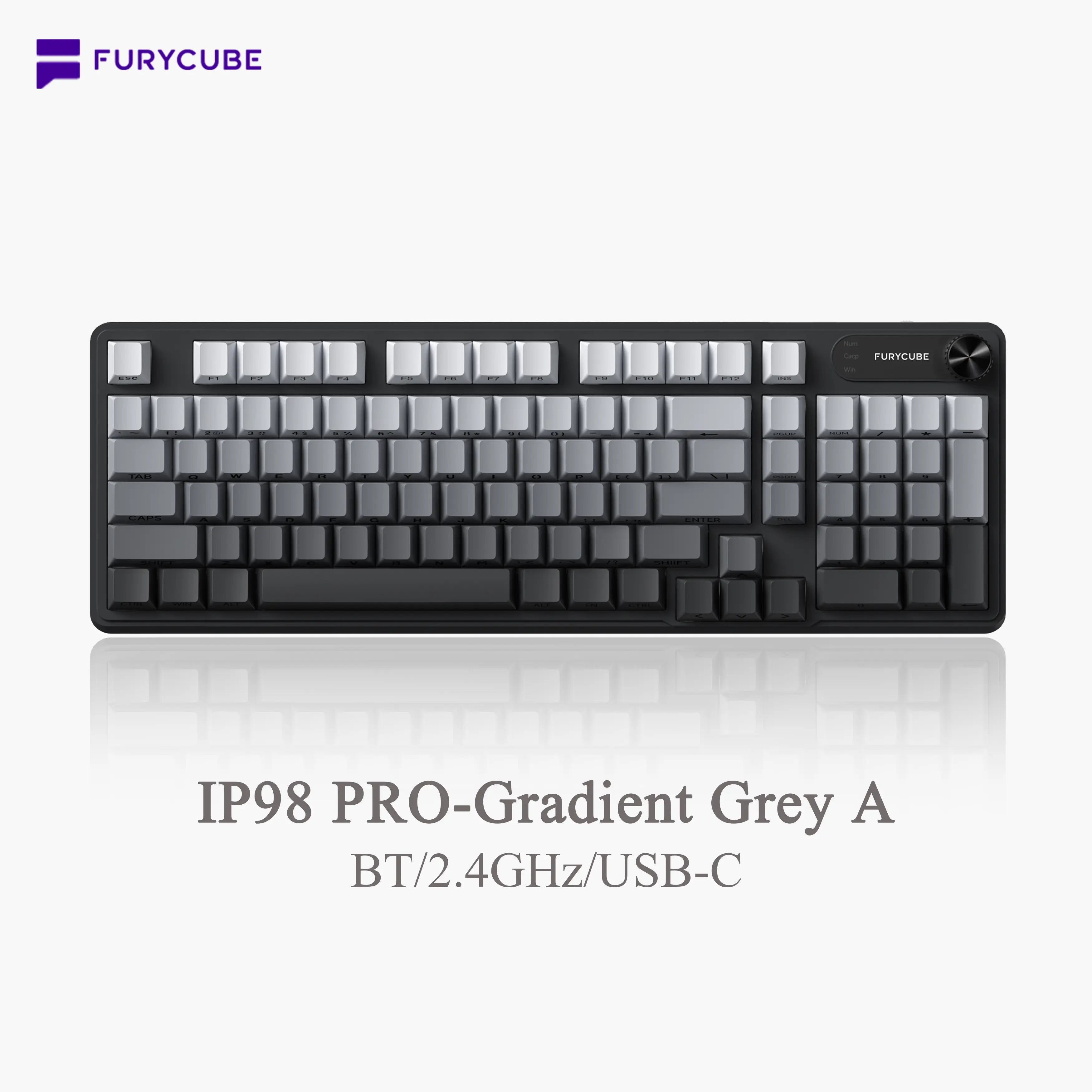 FURYCUBE IP98 Foundation Office Keyboard - 98-Key Wired/Wireless Classic Design with Number Pad, Custom Mechanical Feel, RGB Backlit, Ideal for Work, Office, and Gaming, Silent Typing, Perfect Mother's Day Gift