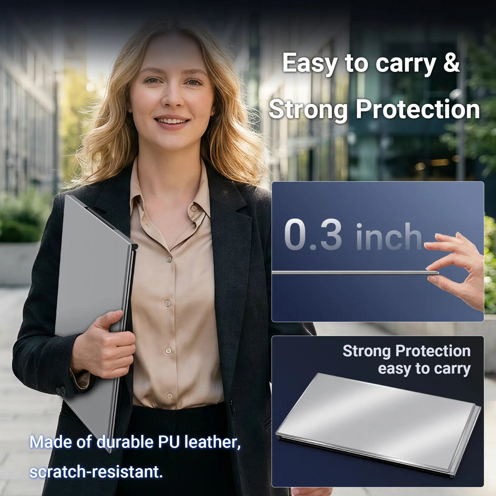 Cevaton 15.6" Laptop Screen Extender - 1080P FHD Dual Portable Monitor for 13-17.3" Laptops, Ultra-Slim Design, USB-C Plug & Play Compatibility with Windows, Mac, and Android